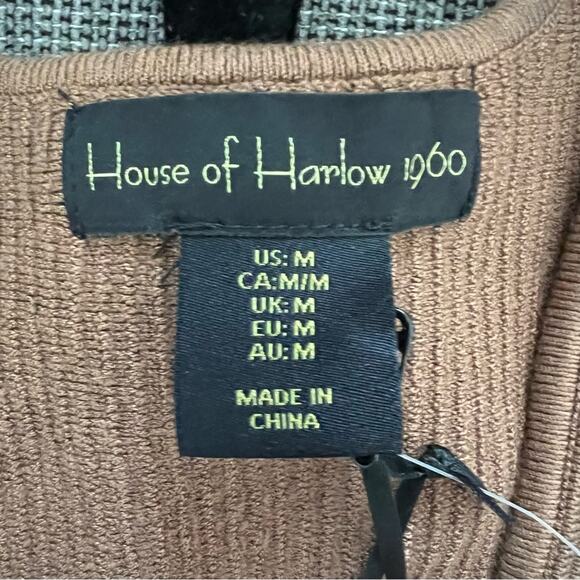 Revolve House of Harlow 1960 Luxe Essentials Brown Ribbed Mini Dress - Picture 3 of 5